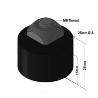 52-420-3 MODULAR SOLUTIONS DOOR PART<BR>30 SERIES 25MM X 15MM RUBBER DOOR STOP M6 STUD W/HARDWARE